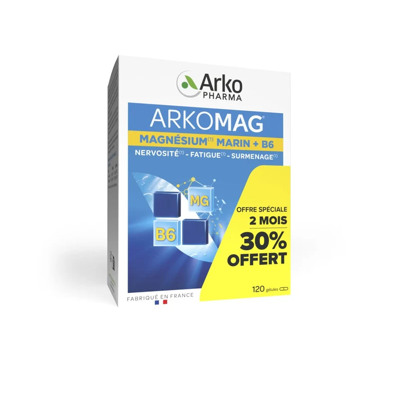 Arkopharma – Arkomag Magnésium B6, 120 gélules Arkopharma – Arkomag Magnésium B6, 120 gélules