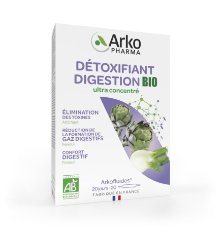 Arkopharma – Arkofluides Détoxifiant digestion BIO, 20 ampoules