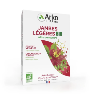 Arkopharma – Arkofluides Jambes légères bio, 20 ampoules