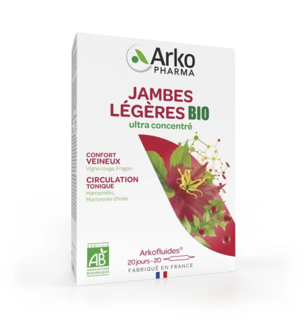 Arkopharma – Arkofluides Jambes légères bio, 20 ampoules