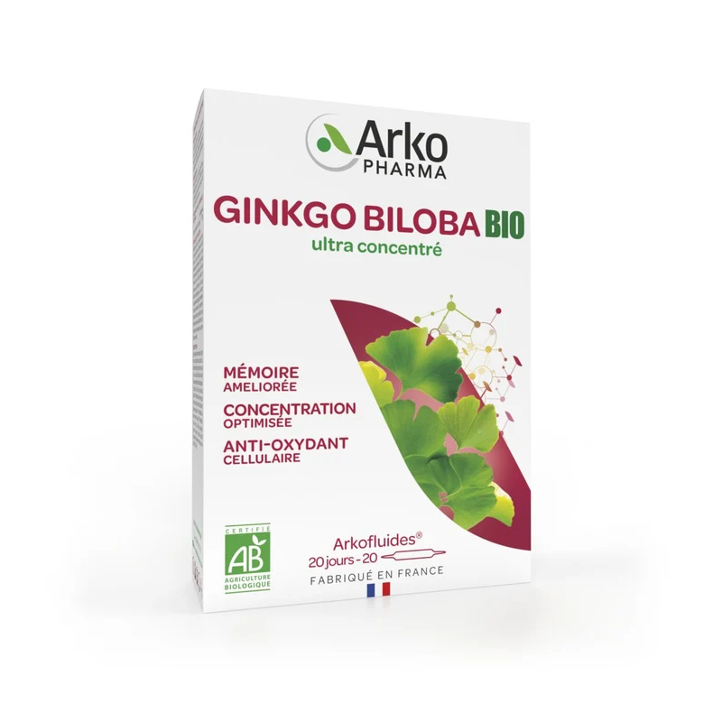 Arkopharma – Arkofluides BIO Ginkgo Biloba, 20 ampoules Arkopharma – Arkofluides BIO Ginkgo Biloba, 20 ampoules