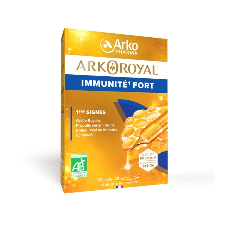 Arkopharma – Arkoroyal® Immunité Fort BIO, 20 ampoules de 10 ml Arkopharma – Arkoroyal® Immunité Fort BIO, 20 ampoules de 10 ml