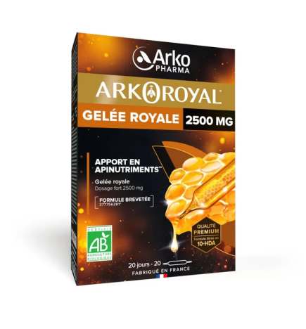 Arkopharma – Arkoroyal® Gelée Royale BIO 2500 mg, ampoules de 10 ml