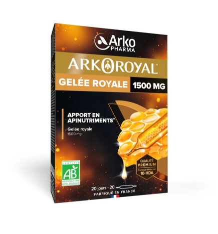 Arkopharma – Arkoroyal® Gelée Royale BIO 1500 mg, 20 ampoules de 10 ml