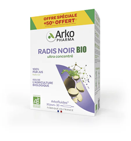 Arkopharma – Arkofluides Radis noir bio, 30 ampoules
