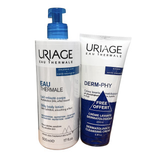 Uriage – Lait Velouté Corps + Derm-Phy Crème Lavante, 500 ml + 200 ml offert