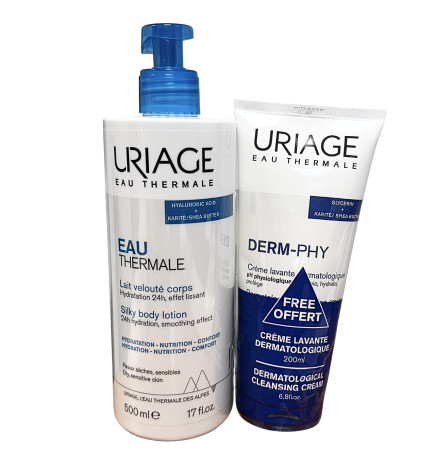 Uriage – Lait Velouté Corps + Derm-Phy Crème Lavante, 500 ml + 200 ml offert
