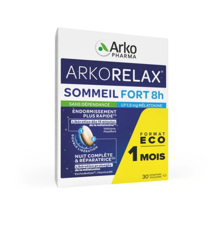 Arkopharma – Arkorelax Sommeil Fort 8H, 30 comprimés