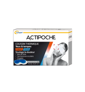 Actipoche – Masque Yeux et Tempes, coussin thermique gel 8 x 24 cm