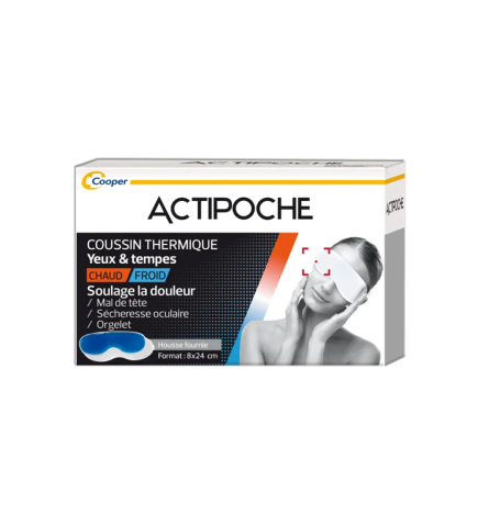 Actipoche – Masque Yeux et Tempes, coussin thermique gel 8 x 24 cm