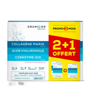 Granions – Complexe Anti-Âge Collagène, Acide Hyaluronique et Coenzyme Q10, 3 x 60 comprimés