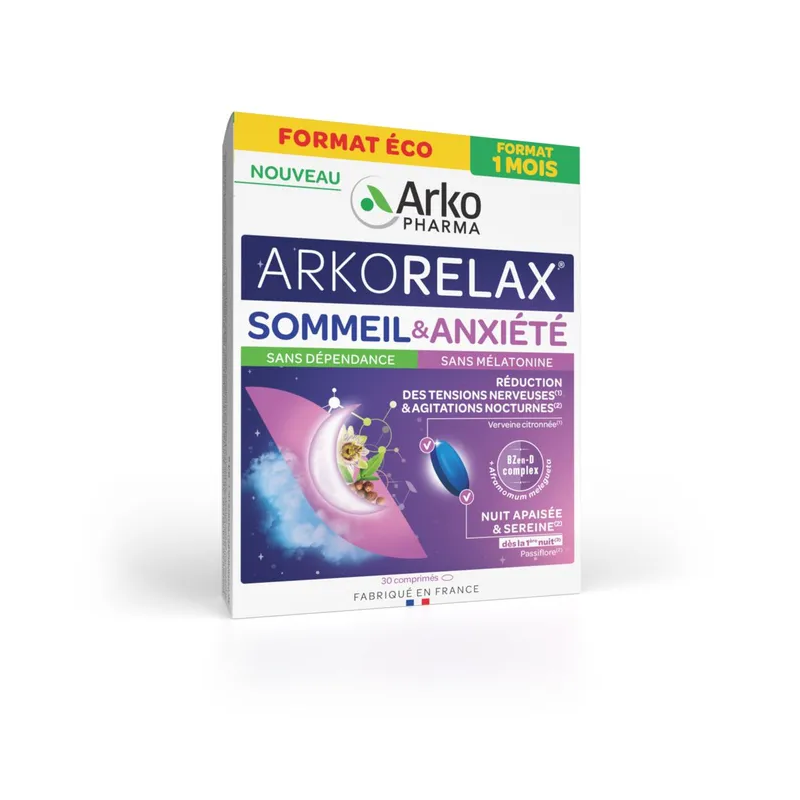 Arkopharma – Arkorelax Sommeil & Anxiété, 30 comprimés Arkopharma – Arkorelax Sommeil & Anxiété, 30 comprimés