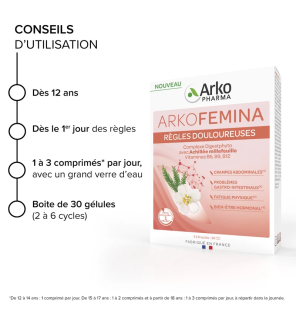 Arkopharma – Arkofemina Règles Douloureuses, 30 comprimés