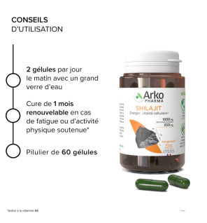 Arkopharma – Arkogélules Shilajit, 60 gélules