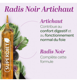 Superdiet – Radis Noir Artichaut Bio Digestion, 30 ampoules