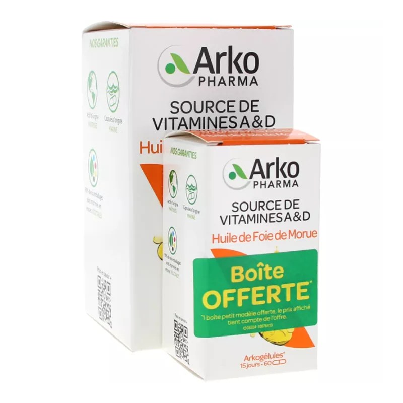 Arkopharma – Arkogélules Huile de Foie de Morue, 220 capsules + 60 offertes
