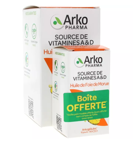 Arkopharma – Arkogélules Huile de Foie de Morue, 220 capsules + 60 offertes