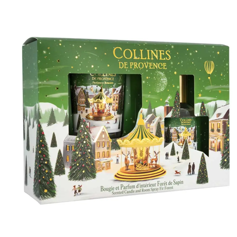 Collines de Provence – Coffret Bougie et Parfum d’Intérieur Forêt de Sapin, 2 produits Collines de Provence – Coffret Bougie et Parfum d’Intérieur Forêt de Sapin, 2 produits