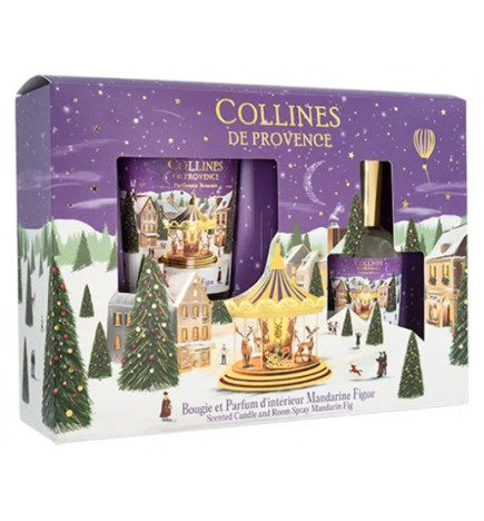 Collines de Provence – Coffret Bougie et Parfum d’Intérieur Mandarine Figue, 2 produits