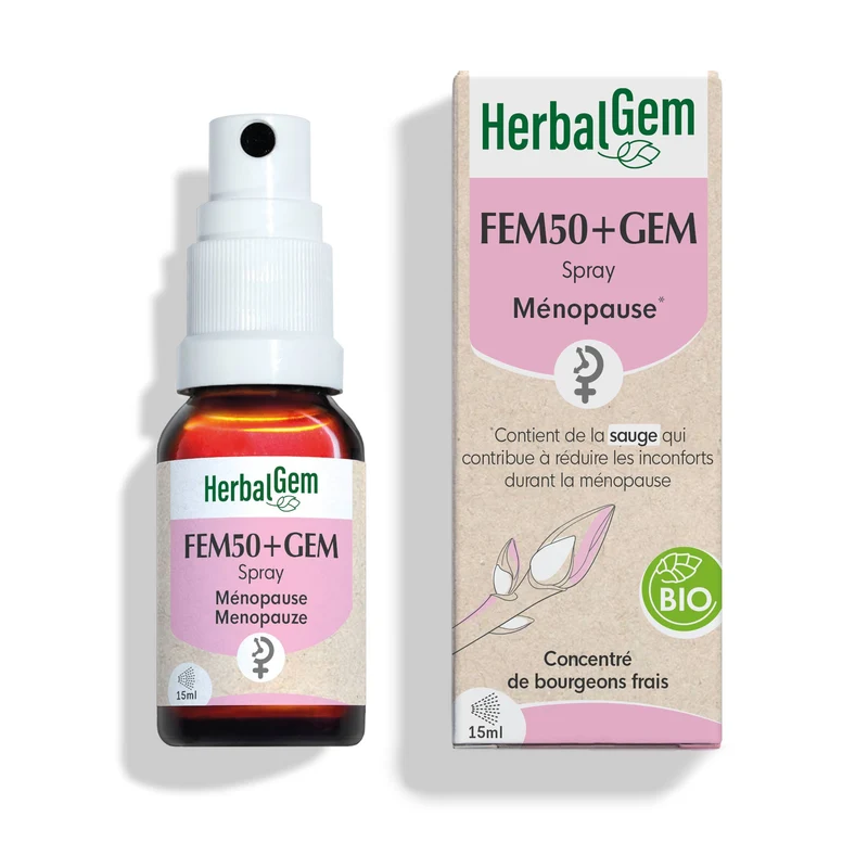 Herbalgem – FEM50+ Gem Spray Bio Ménopause, 15 ml Herbalgem – FEM50+ Gem Spray Bio Ménopause, 15 ml