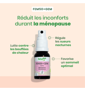 Herbalgem – FEM50+ Gem Spray Bio Ménopause, 15 ml
