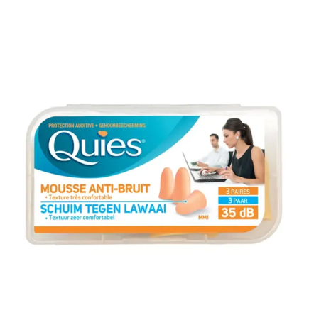 Quies – Protections Auditives en Mousse Confort Couleur Chair, 3 paires