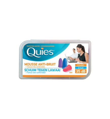 Quies – Protections Auditives en Mousse Confort Couleur Disco, 3 paires
