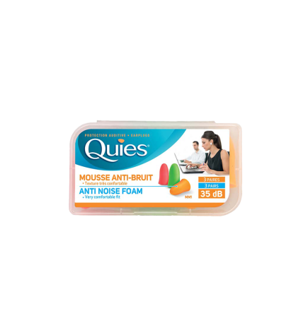 Quies – Protections Auditives en Mousse Confort Couleur Fluo, 3 paires