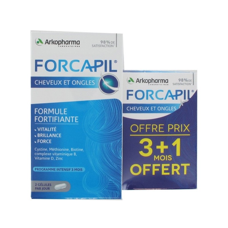 Forcapil Cheveux et Ongles 180 Gelules + 60 Gelules Offerte