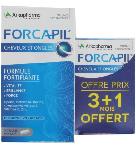 Forcapil Cheveux et Ongles 180 Gelules + 60 Gelules Offerte