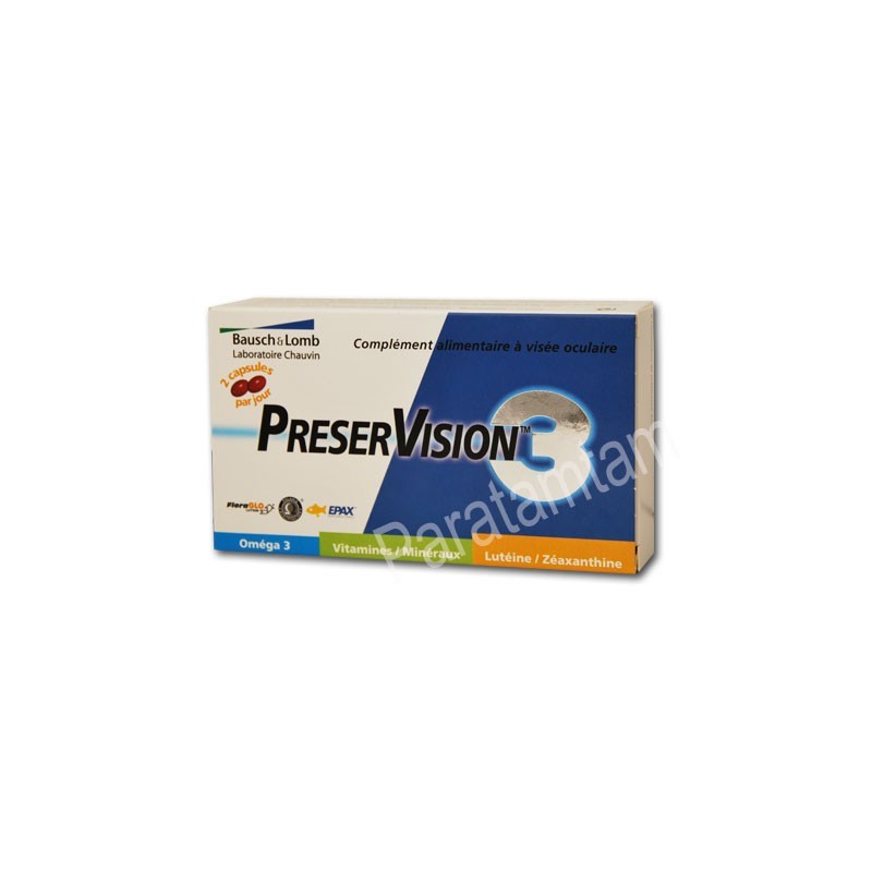CHAUVIN BAUSCH&LOMB PRESERVISION 3 PROTECTION YEUX 60 CAPSULES