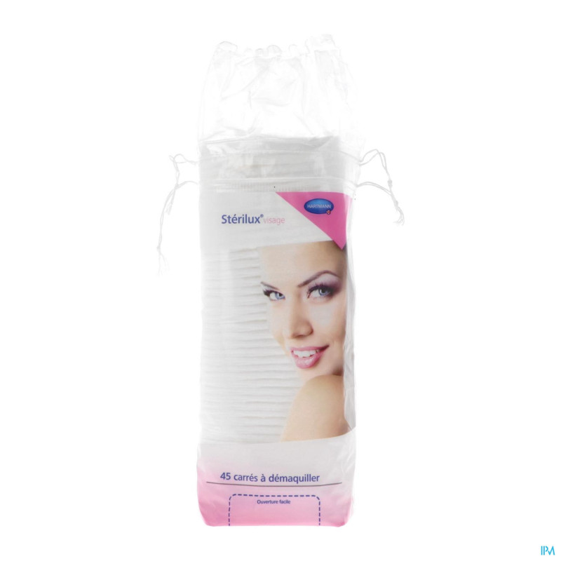 HARTMANN – Carrés de coton visage Stérilux, 45 unités