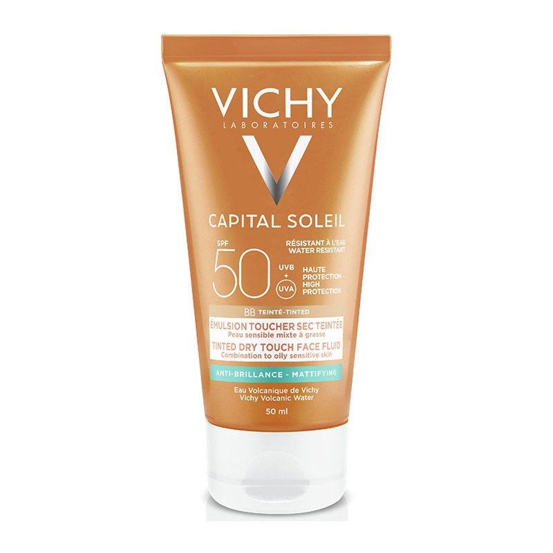 Vichy Capital Soleil BB émulsion toucher sec teintée SPF50 Tube 50ml