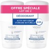Vichy Déodorant 24H actif anti-odeur d'origine naturelle toucher sec - Roll-on 2 x 50 ml