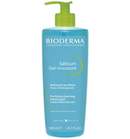 Bioderma – Sébium gel moussant purifiant, peaux grasses, 500 ml