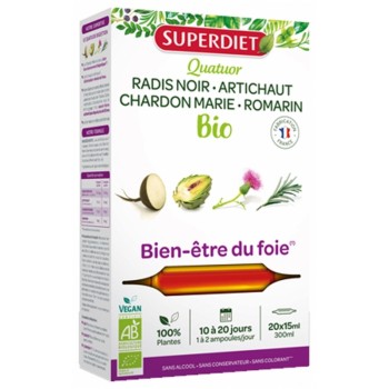 Super Diet Quatuor Bio Bien-être Du Foie 20 ampoules
