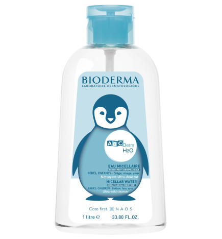Bioderma – ABCDerm H2O, eau micellaire bébé/enfant peaux sèches, 1000 ml