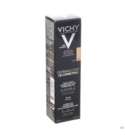 Vichy – Dermablend 3D Correction fond de teint resurfaçant, 30 ml – teinte 25 Nude